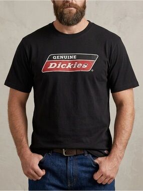 Genuine Dickies Black Graphic Logo T-Shirt Mens Workwear Streetwear Size Large